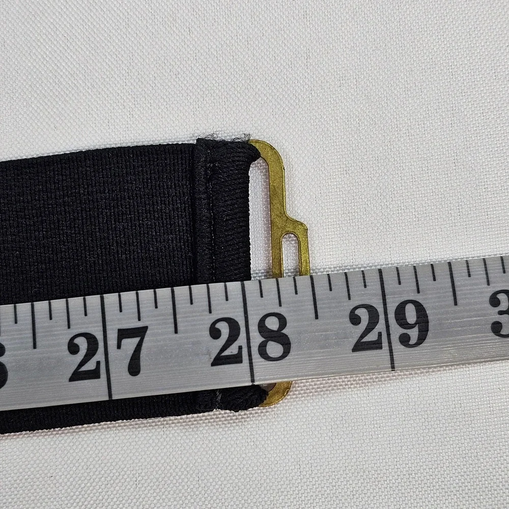Vintage Black Enamel Gold Tone Twisted Rope Buckle Elastic Cinch Waist Belt